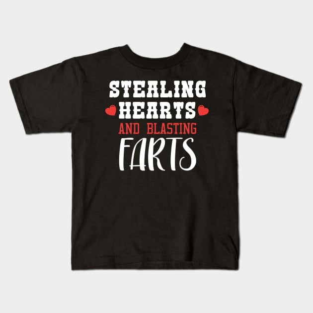 Stealing Hearts & Blasting Farts Kids T-Shirt by pako-valor